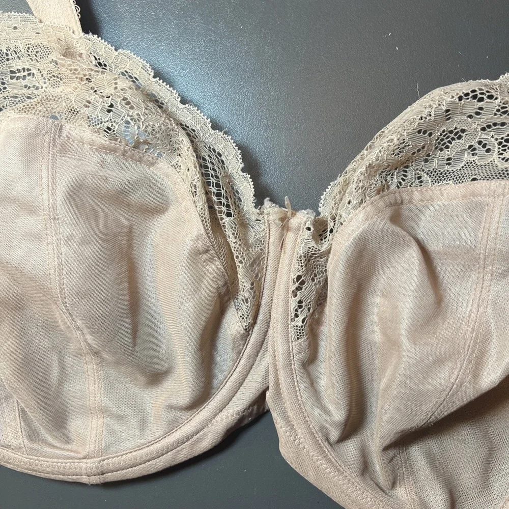 Panache Jasmine 36HH  Nude Balconette Underwire Semi Sheer Bra 6951‎